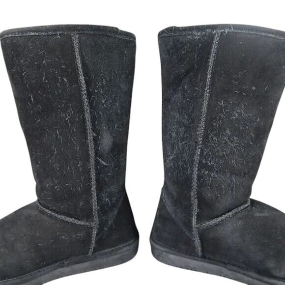 Bearpaw Shoes Women 9 Boot Winter Tall Emma Leather Sheepskin Warm Comfort Black - Picture 13 of 16